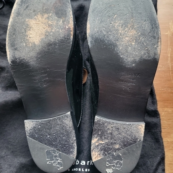 Newbark Melanie Mules Black Patent Leather Suede Loafers Slip Ons - Picture 9 of 14